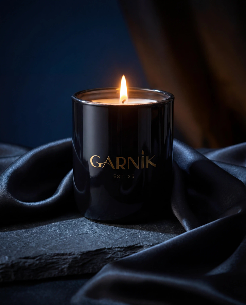 Midnight Mkhelele luxury scented candle in black jar